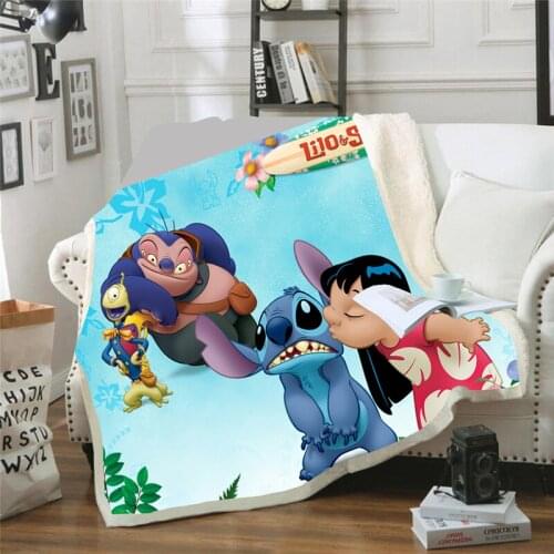 Cartoon Lilo & Stitch Blanket Soft Throw 3D Print for Adults on The/Bed/Sofa/Plane/Travel Bedspread Kids Gift 100x140/150x200CM