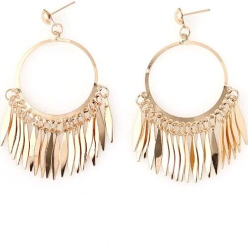 Popular Feather Ring Tassel Leaf Earrings Leaf Fashion Simple Jewelry Factory Wholesale Women Earrings
