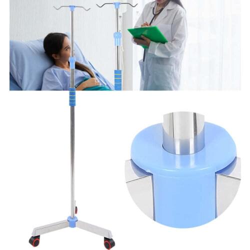 Adjustable IV Pole Stainless Steel IV Drip Stand Infusion Holder with 2/4 Hooks & Wheels for Home Use Clinic Irrigation Rack