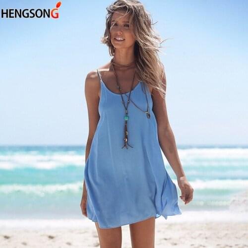 Sexy Female Casual Strap Dress Summer Women Beach Dress Open Back Cami Dress Sleeveless Mini Vestidos