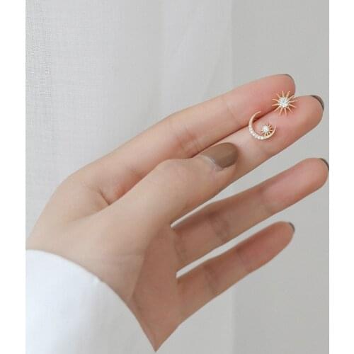Boho Small Moon Star Sun Stud Earrings for Women Summer Gold Silver Color Ear Jewelry Girls Fashion Brincos 2021 Jewelry Gifts