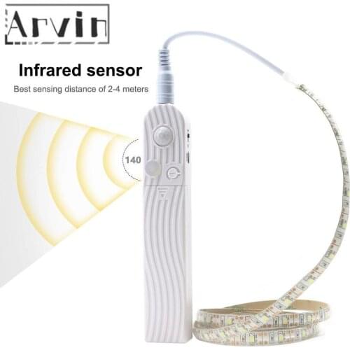 Smart Turn ON OFF PIR Motion Sensor LED Strip Battery Light Flexible Adhesive Lamp Tape For Closet Stairs Kitchen Cabinet Light