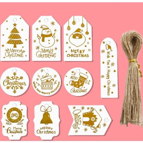 50/100/200pcs Merry Christmas Tags Labels for Jewelry Gift Hang Tag Packing Decoration DIY Jewelry Bag Crafts Party Supplies