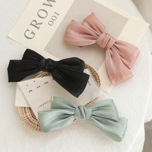 Sweet Cute Style Hair Clip Hairgrip For Woman Fashion Bright Hairpins Silk Crystal Yarn Oversized Barrette Bow Hair Accessories