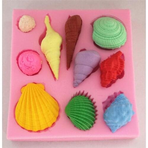 1Pcs DIY Lovely Shell Starfish Conch Sea Silicone Mold Fondant Cake Decorating Tools Soap Mold Cake Chocolate Moulds Cute