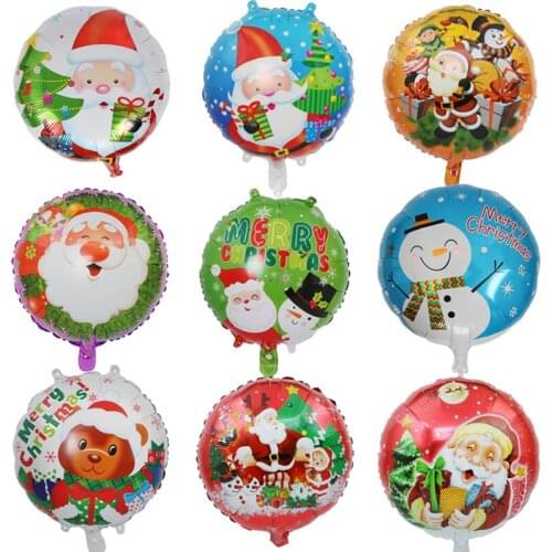 10pcs Random 45*45cm Round 2019 Cartoon Snowman Santa Claus Foil Balloon Aluminum Kids Gift New Year Bedroom Dinning Room Decor