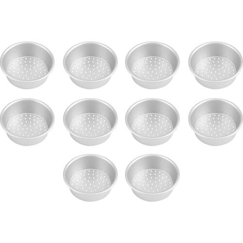 10Pcs/Lot 9.5Cm Leaky Style Mini Round Cup Aluminium Anodizing Punching Cake Pan Cake Moulds Baking Steaming Tools