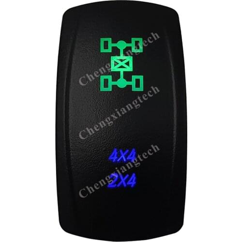 12V 24V Marine Car Boat Truck RV 4X4/2X4 Rocker Switch SPST, 5 Pins ON-OFF, Green & Blue Led Push Switch for Carling Waterproof