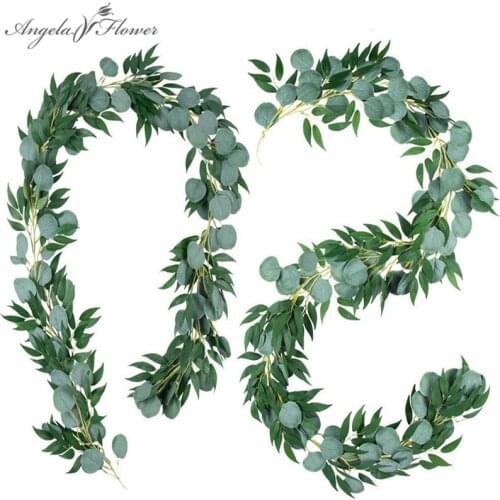 2M Hanging Eucalyptus Garland Artificial Plants Vine Willow Leaf Rattan Garden Home Decor Party Wedding Props Christmas Decor