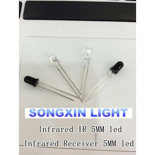20pcs/lot each 10pcs 5mm Infrared IR LED + 5mm LED Infrared Receiver IR Led Diodes IR+PD 940NM 5MM diodes IR lamp