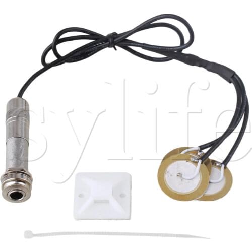 6.35mm Jack Guitar Bridge Plate Pickups Piezo Transducer Silver