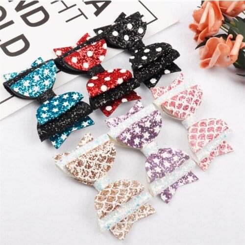 6pcs/lot Princess Hairgrips Glitter Hair Bows with Clip Dance Party Bow Hair Clip Girls Hair Accessories 3Layer Bow Hair Clip