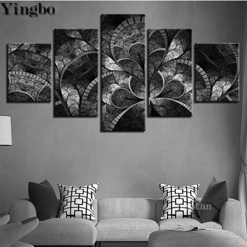 5D DIY Diamond Embroidery 5 Pieces Abstract Flower Diamond Painting Full Square New Arrival Cross Stitch Mosaic Black White Art