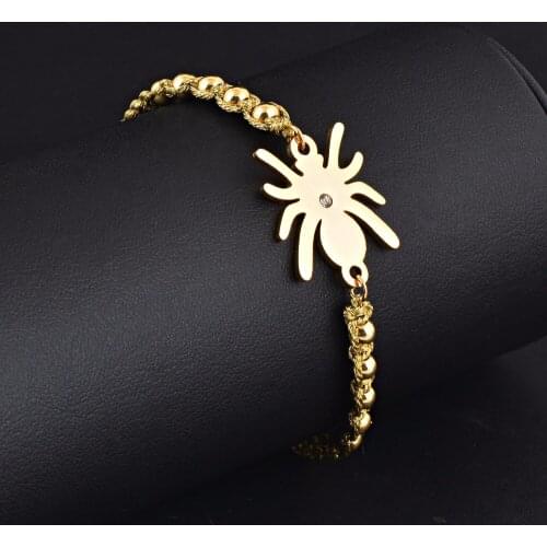 Spider Stainless Steel tassels bangle knitted tassel animal charm beaded adjustable chain bracelet wholesale&dropship Jewelry