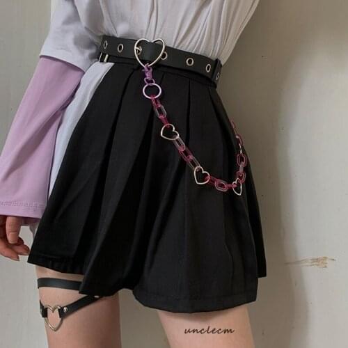 2021 Trendy Colorful Resin Chain Hollow Heart Pants Key Chain Punk Jewelry Accessories For Women Fashion Hip hop Trousers Chain