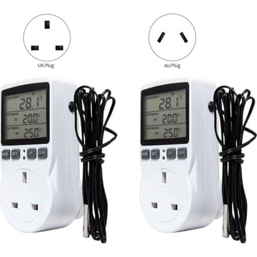 Digital Temperature Controller Thermostat Outlet Socket Plug Heating Cooling Timer for Homebrew Greenhouse