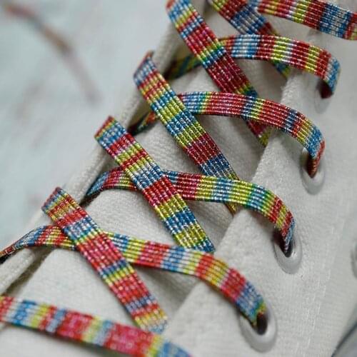 Coolstring 6MM Metallic Yarn Lace Colorful With Elastic Poly Rubber Ropes Manual Bracelet Custom Logo Boot Cord Zapatillas Mujer