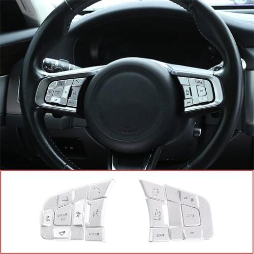 For Jaguar XE XF F-PACE E-PACE F-TYPE Aluminum Alloy Silver Car Steering Wheel Button Sequin Decorative Sticker Car Accessories