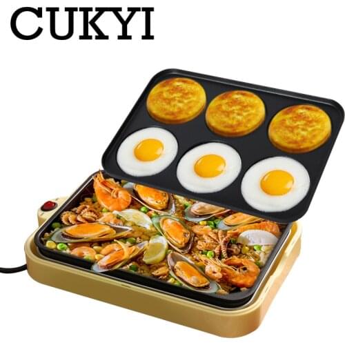 CUKYI Electric egg roasted hamburger machine red bean cake pie crepe maker pancake baking barbecue omelette frying pan non-stick