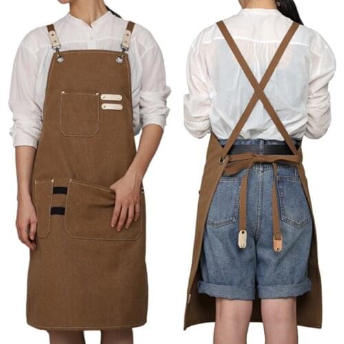 Canvas Apron For Men And Women Coffee Shop Flower Arrangement Overalls Apron Sturdy And Wear-Resistant Apron Kitchen Accessories