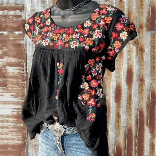 Woman Tshirts Casual Floral Print Loose O-neck Short Sleeve Tanic Shirt Women Clothing Tops For Women Summer Camisetas De Mujer