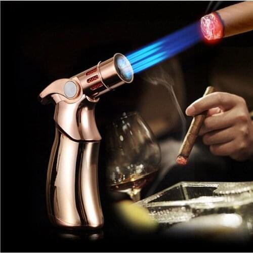 Jobon gas inflatable lighter metal cigar lighter personality and creative strong direct blue flame lighter
