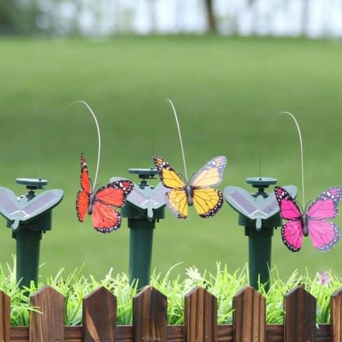 1PC Simulation Solar Powered New Beautiful Dancing Flying Butterfly Hummingbird For Sunflower Yard Stake Ornament Garden Decor