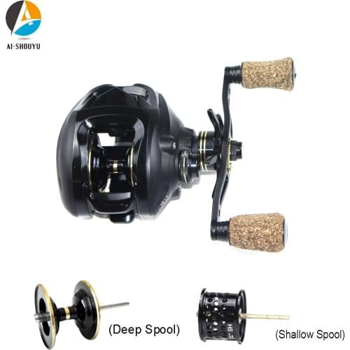 AI-SHOUYU NEW Carbon Baitcasting Fishing Reel 18+1BB 10kg/22lb Magnetic Brake Gear Ratio 6.3:1 Casting Fishing Pole Double Spool