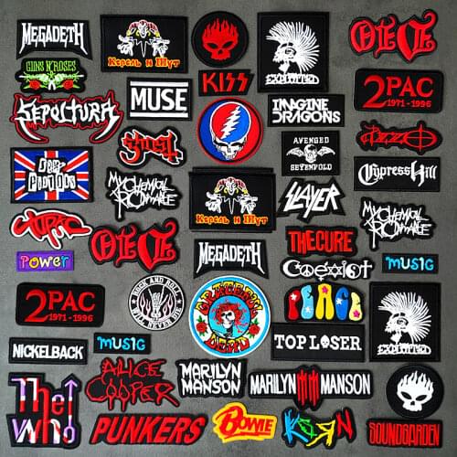 BAND DIY Iron On Patches Embroidery Applique Clothes Sewing Supplies Decorative Badges Stickers PUNKERS Classic Nostalgia Music