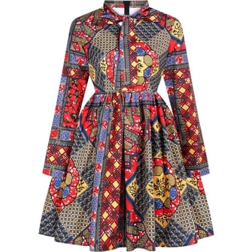 Fashion Long Sleeve Mini Dress Women African Clothes 2021 New African Dashiki Print African Dress Party African Dresses Women