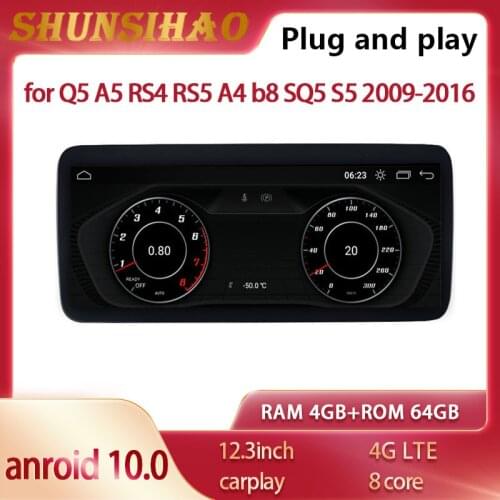 Ouchuangbo Qualcomm multimedia GPS navig For 12.3 inch A4 A5 Q5 2009-2016 autoradio Automatic radio carplay 4G Android 10