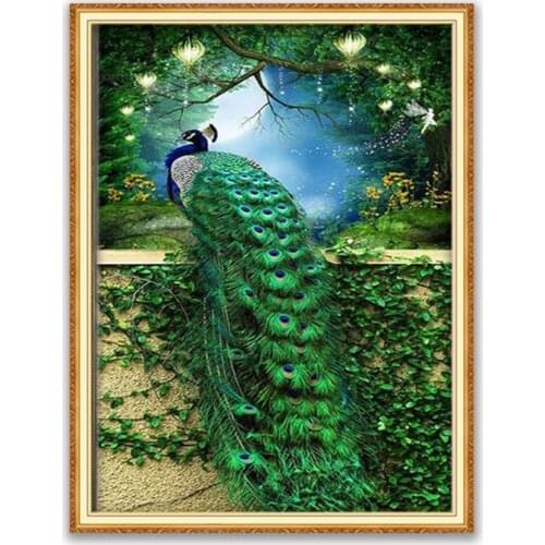 Animal Peacock DIY Cross Stitch 11CT Embroidery Kits Craft Needlework Set Cotton Thread Printed Canvas Home Decoration Design