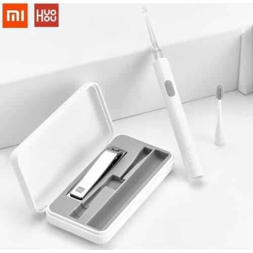 HUOHOU LED Portable USB Ear Nail Care Kit Ear Pick Brush Wax Cleaner Removal Tool Kit with Light Nail File Clipper Cutter