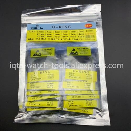 Size 12-30mm Excellent Quality Set 950pcs 0.5mm Dia Round O Ring Watch Case Back Gasket Rubber Seal Washers