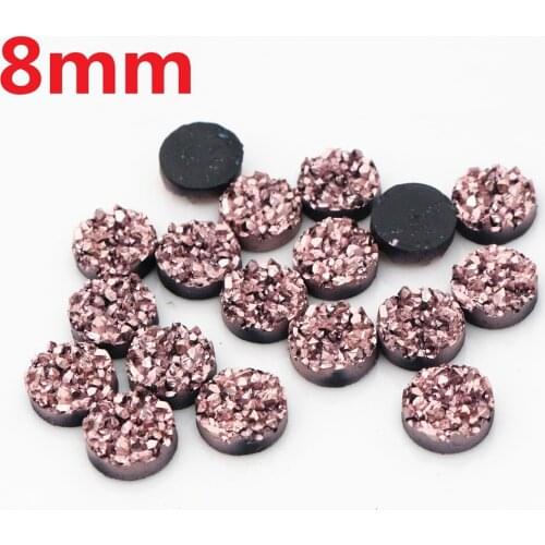 New Fashion 40pcs 8mm Rose Gold Colors Natural ore Style Flat back Resin Cabochons For Bracelet Earrings accessories-V3-17