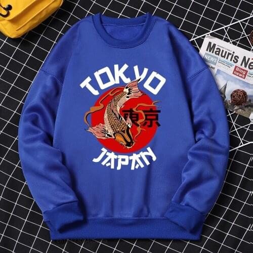Japan Tokyo Funny Carp Print New Mens Hoody Cartoons Oversized Streetwear Fashion Sweater Swetshirt Crewneck Loose Hoody