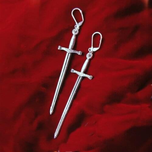 New Goth Medieval Worship Sword Earrings Witch Pagan Alternative Creative Punk Classic Big Charm Women Fashion Gift Jewelry 2021