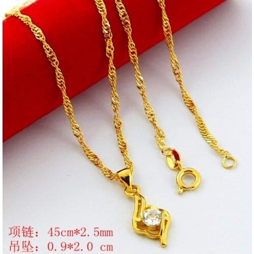 New Arrival Fashion 24K GP gold color Necklace Mens & Women Yellow Gold Golden Jewelry Necklace hot sell YHDN020
