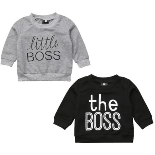New Baby Boys Girls Cotton Sweatshirts Letter Print Boss Clothes Spring Autumn Fashion Sweatshirts Long Sleeve Toddler Warm Tops