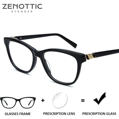 ZENOTTIC Acetate Prescription Glasses Women Anti Blue Light Computer Eyeglasses Frame Men Myopia Photochromic Optical Eyewear