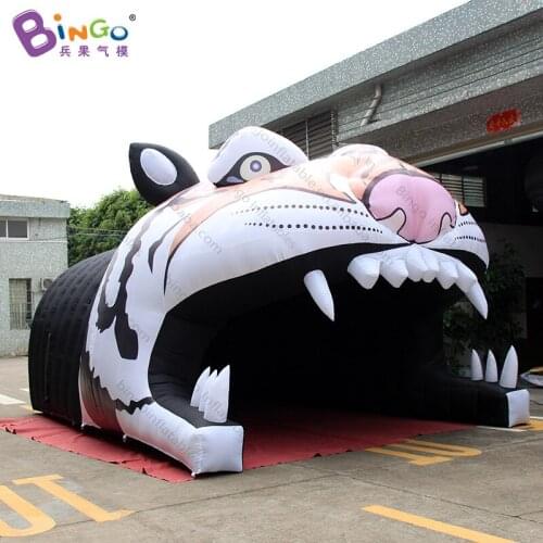 Personalized 7.7x4x3.7 meters inflatable tiger mascot tunnel / inflatable tiger tunnel / inflatable football tunnel toy tents