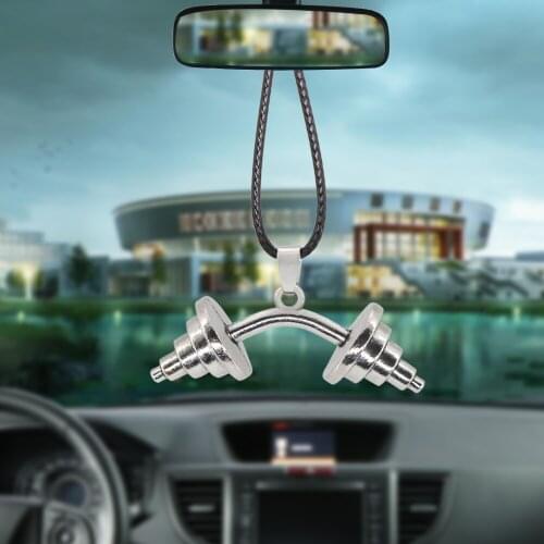 Car Pendant Creative Rearview Mirror Decoration Hanging barbell Charm Ornaments Automobiles Interior Cars Accessories Gifts