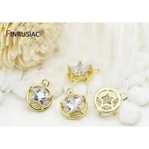 6 Types Gold Plated Shiny Zircon Rhinestone Pendants Charms For Jewelry Making Handmade DIY Necklace Earrings Findings