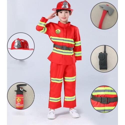 Fireman Sam Police Uniform Halloween Costume for Kids Cosplay Firefighter Army Suit Baby Girl Boy Carnival Party Christmas Gift