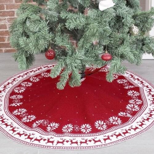 Christmas Knitted Tree Skirt Fashion Snowflake Elk Pattern Christmas Tree Skirt Apron Christmas Tree Ornaments