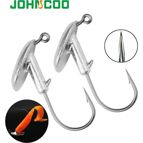 JOHNCOO 10pcs Exposed Jump Jig Head Fishing Hook 3g 4.5g 6g 9g Tumbler Anti-hanging Grass Lead Hooks Soft Lure Tackle