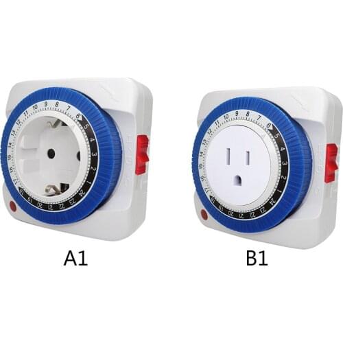 EU/US Plug 24 Hour Timer Socket Intelligent Mechanical Program Timer Switch Socket Cycle Timing Switch Home Improvement