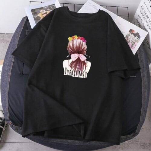 Pretty Gril Cartoon T-shirts Woman Summer High Quality 2021 New Lady Clothing Fashion Oversize Tops Tees Casual K-pop Camisetas