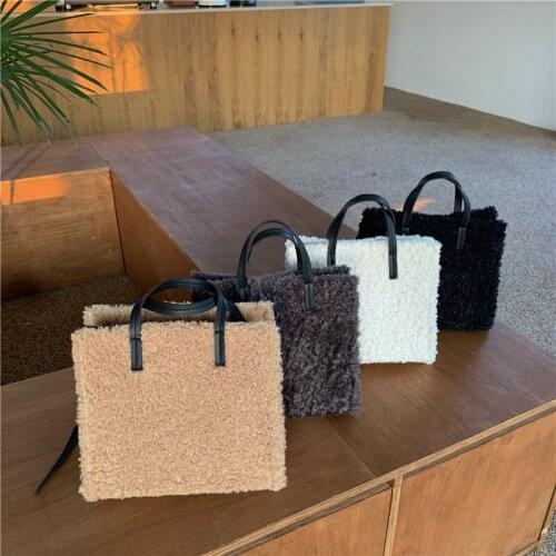 Premium niche fur bags, vintage lamb fur portable tote bags, large-capacity one-shoulder diagonal bags