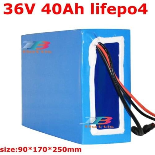 Waterproof 36V 40AH Lifepo4 lithium battery BMS for 2000W scooter bike Tricycle golf cart Backup power supply +5A charger